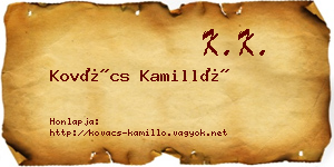 Kovács Kamilló névjegykártya